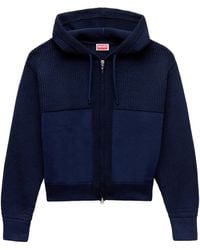 KENZO - Signature' Knitted Zip-Up Hoodie - Lyst