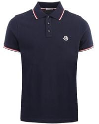 Moncler - Tricolor-Trimmed Cotton Piquet Polo Shirt - Lyst