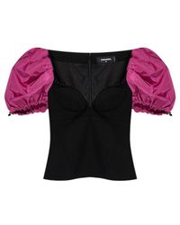 DSquared² - Snow-Tech Puff-Sleeve Top - Lyst
