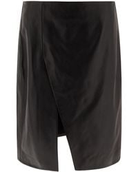 Loulou de Saison - Loulou De Saison Ekare Front Slit Leather Skirt - Lyst