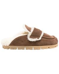 Prada - Triangle-Logo Slip-On Sandals - Lyst