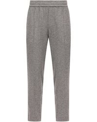 Moncler - Leather Logo Flannel Pants - Lyst