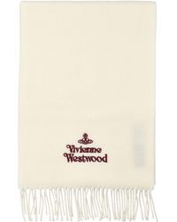 Vivienne Westwood - Logo Embroidered Fringed Scarf - Lyst