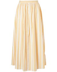 Rosie Assoulin - Easy Does It Pleated Striped Cotton-Poplin Midi Skirt - Lyst