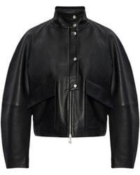 By Malene Birger - High-Neck Leather Jacket - Lyst