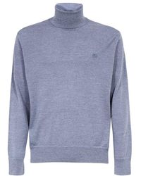 Etro - Pegaso Embroidered Turtleneck Knitted Jumper - Lyst