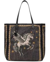 Etro - Nylon Tote Bag With Pegaso Print And Arnica Motif - Lyst
