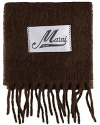 Marni - Logo Patch Fringed Scarf - Lyst