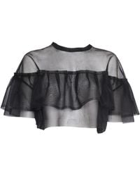 Philosophy Di Lorenzo Serafini - Semi Sheer Crepe Cropped Top - Lyst