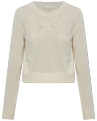 LoveShackFancy - Mingley Lace Bow Knitted Sweater - Lyst