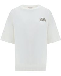 McQueen - Seal Logo Embroidered Crewneck T-Shirt - Lyst