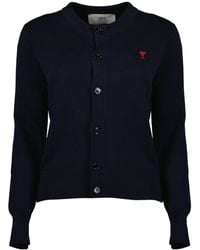 Ami Paris - Ami De Coeur Knitted Cardigan - Lyst