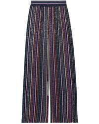 Missoni - Sequined Striped Metallic Crochet-Knit Wide-Leg Pants - Lyst