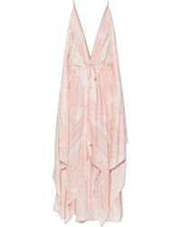 Balmain - Asymmetric Draped Midi Dress - Lyst