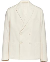 Prada - Double-Breatsed Long Sleeved Blazer - Lyst