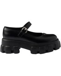 Prada - Brushed Leather Monolith Mary Janes - Lyst