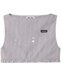Miu Miu - Checked Poplin Crop Top - Lyst