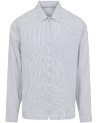 Prada - Zip-Up Striped Shirt - Lyst