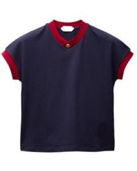 Versace - Contrast-Trim Cropped T-Shirt - Lyst
