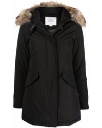 Woolrich - Fur-Trimmed Hooded Padded Coat - Lyst