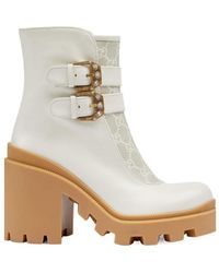 Gucci - Gg Supreme Buckle Ankle Boots - Lyst