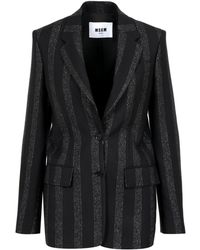 MSGM - Striped Single-Breasted Blazer - Lyst