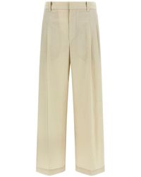 Brunello Cucinelli - Wide Leg Pleated Trousers - Lyst