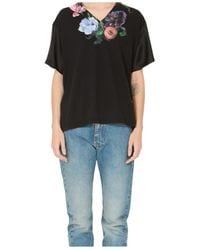 Maison Margiela - Floral Printed V-Neck T-Shirt - Lyst