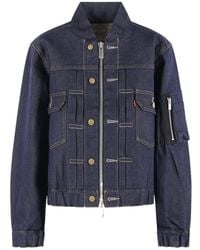 Sacai - X Levi's Panelled Zip-Up Denim Jacket - Lyst