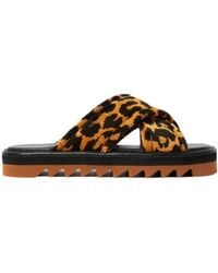 Stella McCartney - Sneak-Elyse Leopard Twisted Sandals - Lyst