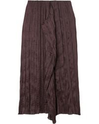 STAUD - Mai Draped Pleated Satin Midi Skirt - Lyst
