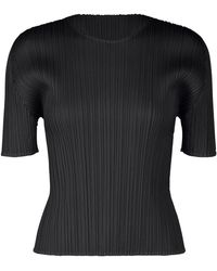 Pleats Please Issey Miyake - Pleats Please Issey Miyake Sgort-Sleeved Crewneck Top - Lyst