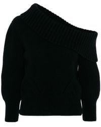 McQueen - Cold-Shoulder Asymmetric Knitted Top - Lyst