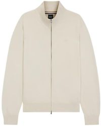BOSS - Cotton Zip-Up Cardigan - Lyst