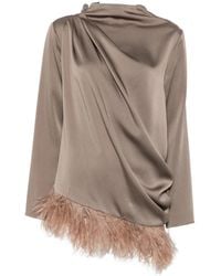 Fabiana Filippi - Feather-Trim Draped Top - Lyst