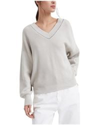 Brunello Cucinelli - Monili-Trim Ribbed Jumper - Lyst