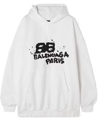 Balenciaga - Graphic Logo Printed Hoodie - Lyst