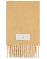 Ami Paris - Ami Logo Tag Fringed Scarf - Lyst