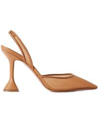 AMINA MUADDI - Holli Leather-Trimmed Mesh Slingback Pumps - Lyst