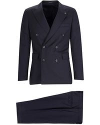 Tagliatore - Brooch-Detail Double-Breasted Suit - Lyst