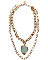 Ermanno Scervino - Necklace With Double Chain And Semi-Precious Light Hard Stone - Lyst