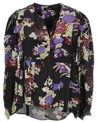 Isabel Marant - V-Neck Long Sleeve Floral Shirt - Lyst