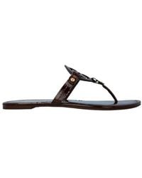 Tory Burch - Miller Logo-Plaque Leather Sandals - Lyst