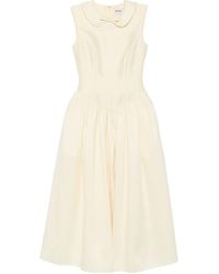 Self-Portrait - Bow Collar Taffeta Midi Dress - Lyst
