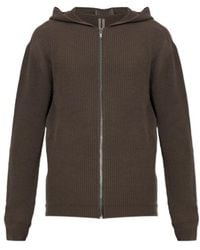 Rick Owens - Ribbed Zip-Up Hooded Cardigan - Lyst