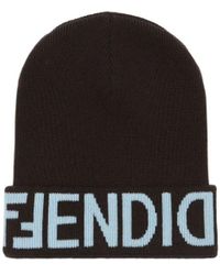 Fendi - Logo Intarsia Knitted Beanie - Lyst