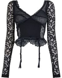 Balenciaga - Lace Long-Sleeve T-Shirt - Lyst