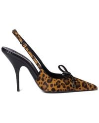 Miu Miu - Printed Leather Slingback Pumps With Bow - Lyst