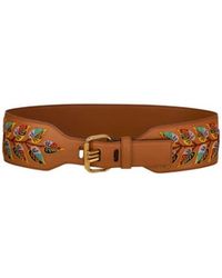Etro - Leaf Embroidered Buckle Belt - Lyst