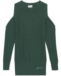 Ganni - Cold-Shoulder Crewneck Knitted Dress - Lyst